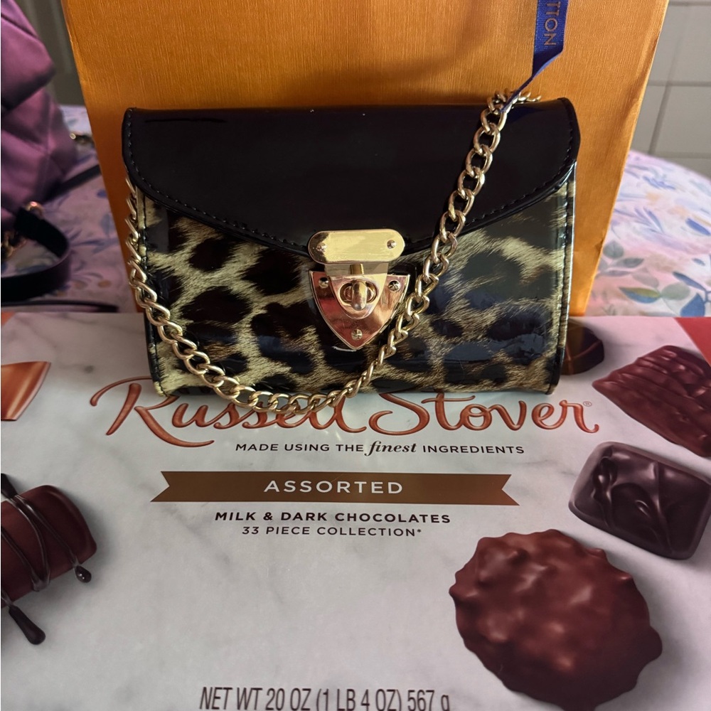 Leopard Print Mini Bag with Chain Strap